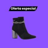 Bota Feminina Glam Bico Fino Salto Alto Brilho Strass