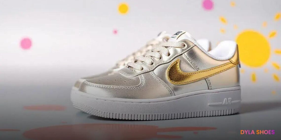 Toques Metálicos em Nike Air Force 1 Low Para Crianças